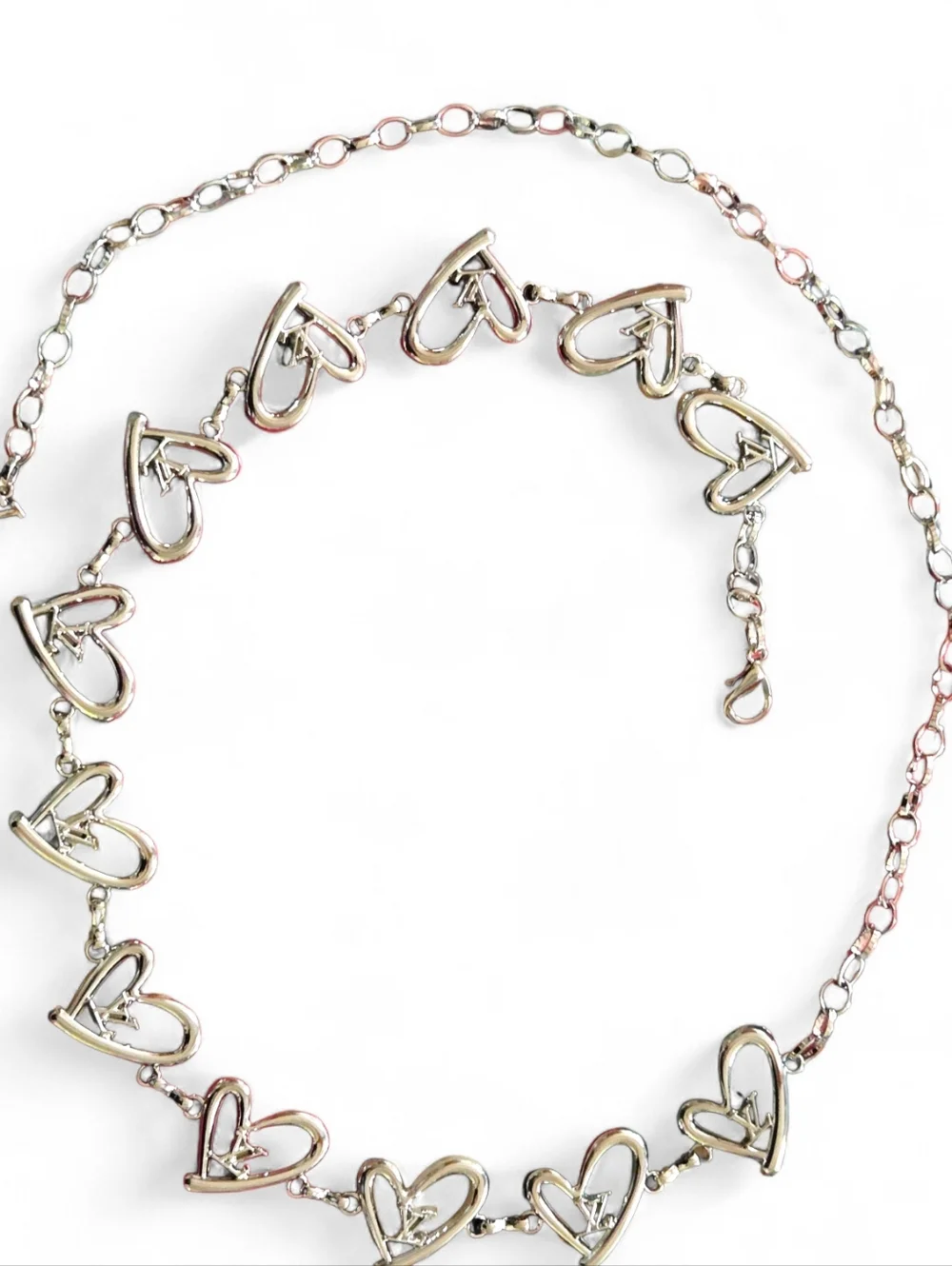 Silver Tone Heart Link Belt